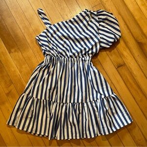 Habitual Blue And White Striped Fit and Flare Dress